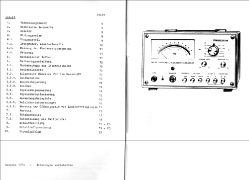 Kurzzeit-Messgerät MT10; Präcitronic Dresden, (ID = 107440) Equipment