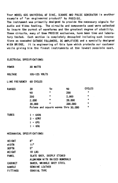 Universal AF Sine, Square & Pulse Generator 635; Precise Development (ID = 2771464) Ausrüstung