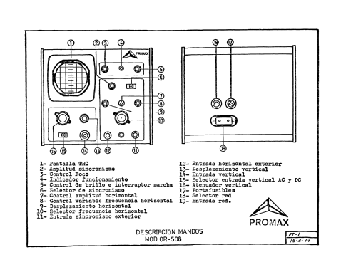 Osciloscopio OR-508; Promax; Barcelona (ID = 1350066) Equipment