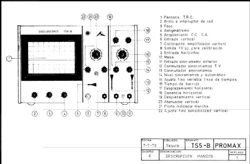 Osciloscopio TS-5/B; Promax; Barcelona (ID = 759185) Ausrüstung