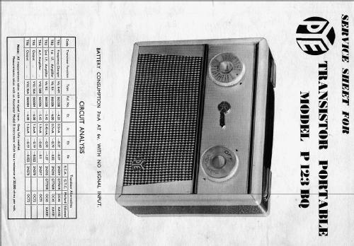 Pye Transistor Portable P123BQ; Tecnico Electronics (ID = 1775101) Radio