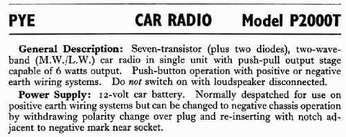 P2000T; Pye Ltd., Radio (ID = 727510) Car Radio