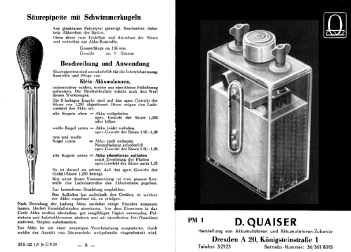 Blei-Akkumulator PM1; Quaiser, D., Dresden (ID = 1892398) Power-S