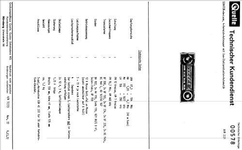 AR221; QUELLE GmbH (ID = 912172) Autoradio