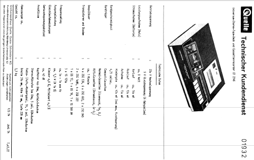 Universum Cassetten Recorder - Stereo Tape Deck CT 2746; QUELLE GmbH (ID = 931331) R-Player