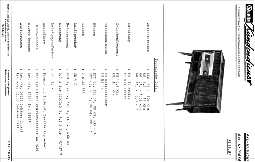 Simonetta-Stereo-Konzertschrank Art. Nr. 03667 Ch= KL 46 'B'; QUELLE GmbH (ID = 626344) Radio