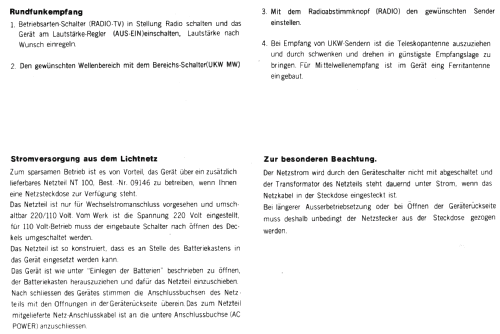 Universum FK-100R Artikel 06665; QUELLE GmbH (ID = 228664) TV Radio