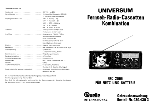 Universum FRC2096; QUELLE GmbH (ID = 976739) TV Radio