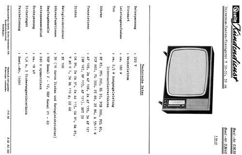 Universum T59-33 Best. Nr. 03639 / 03640; QUELLE GmbH (ID = 1814829) Televisore