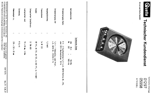 Universum-Radio-Wanduhr WTR5535U Bestell Nr. 01297 / 05998; QUELLE GmbH (ID = 918219) Radio