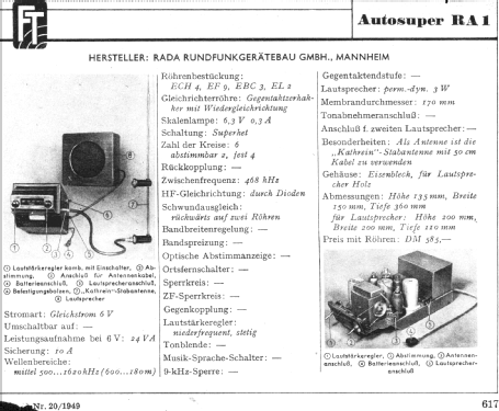 RA1; Rada Rundfunk- (ID = 652092) Car Radio