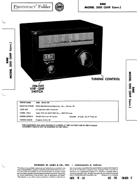 UHF Converter 200; Radio Mfg. Engineers (ID = 2936591) Adapter