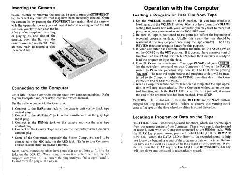 Computer Cassette Recorder TRS-80 CCR-82 Model 26-1209; Radio Shack Tandy, (ID = 2044642) Computer & SPmodules