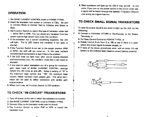 Dynamic Transistor Tester Cat. No. 22-025; Radio Shack Tandy, (ID = 161096) Equipment