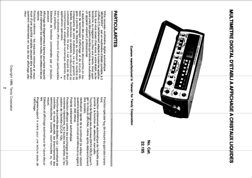 Micronta Digital Multimeter 22-195; The Source Radio (ID = 1010701) Ausrüstung