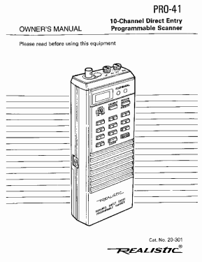 Pro-41 Cat. No. 20-301; Radio Shack Tandy, (ID = 3122827) Amateur-R