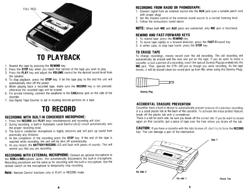 Realistic Cassette Tape Recorder CTR-80 26-1205; Radio Shack Tandy, (ID = 1689656) R-Player