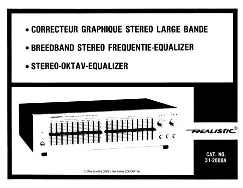 Realistic Wide Range Stereo Frequency Equalizer 31-2000A; Radio Shack Tandy, (ID = 1228922) Ampl/Mixer