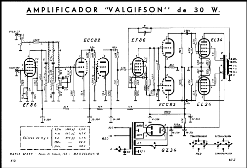 Amplificador monofónico Valgifson 30 W; Radio Watt Valgifson (ID = 1885019) Verst/Mix