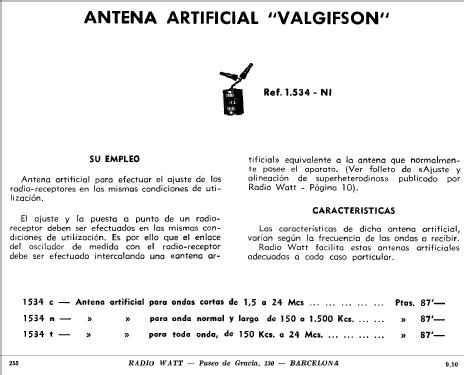 Antena artificial Valgifson ; Radio Watt Valgifson (ID = 1885010) Equipment