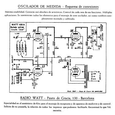 Oscilador de medida 400-A; Radio Watt Valgifson (ID = 1884804) Equipment