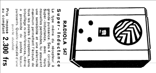 Radiola Super-Inductance 547 ; Radiola marque (ID = 2549756) Radio