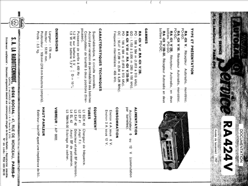 Record RA424V /50; Radiola marque (ID = 2676597) Car Radio