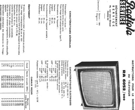 RA6052; Radiola marque (ID = 292492) Television