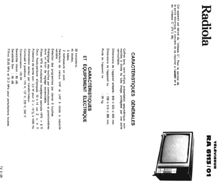 RA6113; Radiola marque (ID = 300880) Televisore