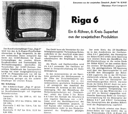 Riga 6; Radiotehnika RT - (ID = 675645) Radio