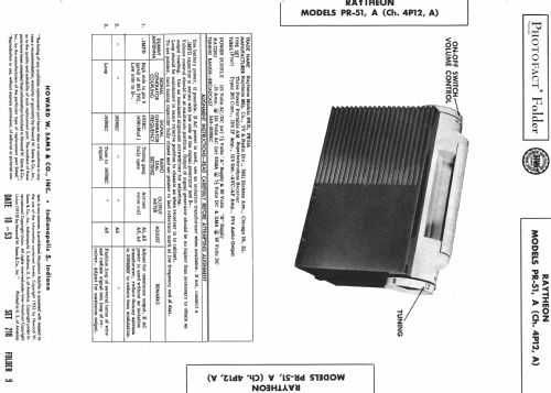 PR-51A Ch= 4P12A; Raytheon Mfg. Co.; (ID = 982433) Radio