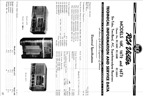 16T2 Ch= RC-509B; RCA RCA Victor Co. (ID = 1046973) Radio