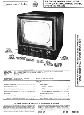 17T150 'Colby' Ch= KCS66C; RCA RCA Victor Co. (ID = 3056221) Televisore