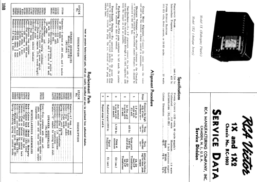 1X2 Ch=1003; RCA RCA Victor Co. (ID = 1049771) Radio