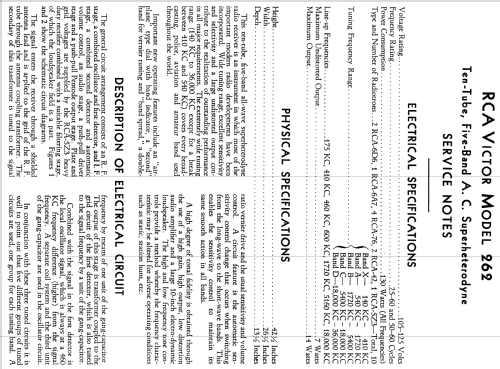 262 ; RCA RCA Victor Co. (ID = 946103) Radio