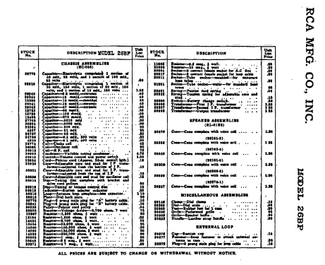 26BP Ch= RC-559; RCA RCA Victor Co. (ID = 974086) Radio