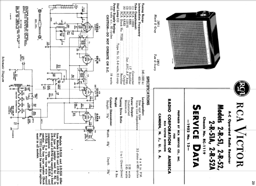 2-R-52 Ch= RC-1119; RCA RCA Victor Co. (ID = 1231351) Radio