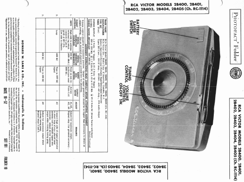 2B400 Ch= RC-1114; RCA RCA Victor Co. (ID = 982453) Radio
