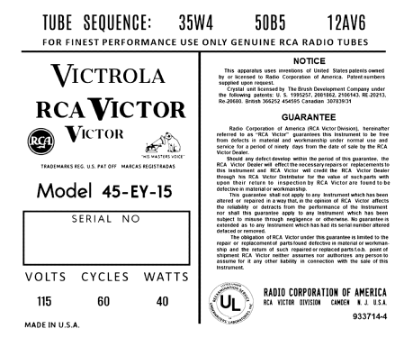 45-EY-15 Ch= RS-132H; RCA RCA Victor Co. (ID = 3017111) R-Player