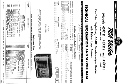 45X112 Ch= RC-459-J; RCA RCA Victor Co. (ID = 984340) Radio