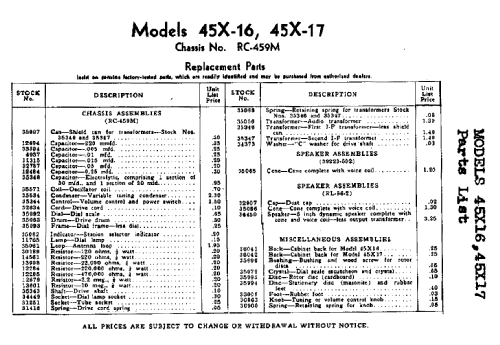 45X16 Ch= RC-459M; RCA RCA Victor Co. (ID = 978036) Radio