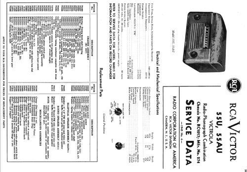 55U Ch= RC-1017; RCA RCA Victor Co. (ID = 1109061) Radio