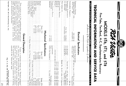 5T7 ; RCA RCA Victor Co. (ID = 908179) Radio