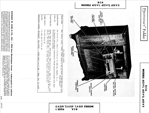 612V2 Ch=RK-121 RS-123; RCA RCA Victor Co. (ID = 843121) Radio