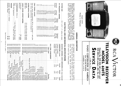 630TS Ch= KCS 20A; RCA RCA Victor Co. (ID = 1109343) Television