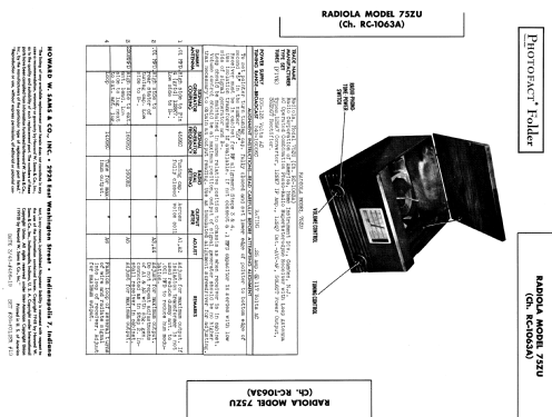 75ZU Ch= RC-1063B; RCA RCA Victor Co. (ID = 959043) Radio