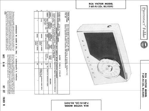 7-BT-9J Ch= RC-1159; RCA RCA Victor Co. (ID = 2363283) Radio
