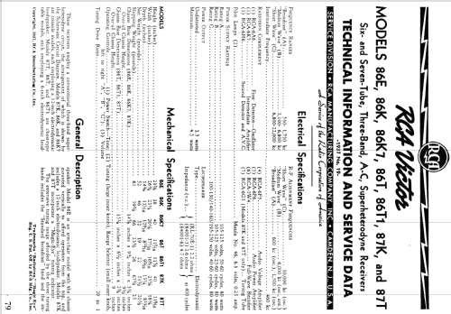 86T ; RCA RCA Victor Co. (ID = 1418417) Radio