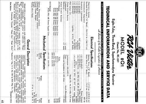 8Q1 Ch= RC-337; RCA RCA Victor Co. (ID = 975452) Radio