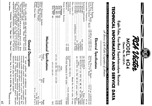 8Q4 Ch= RC-337A; RCA RCA Victor Co. (ID = 975458) Radio